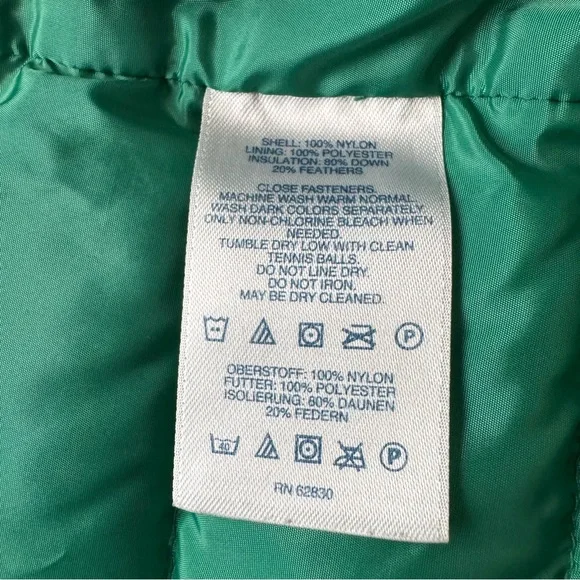 Lands' End Down Puffer Vest Snap Button Emerald Green Size Small - Picture 4 of 13